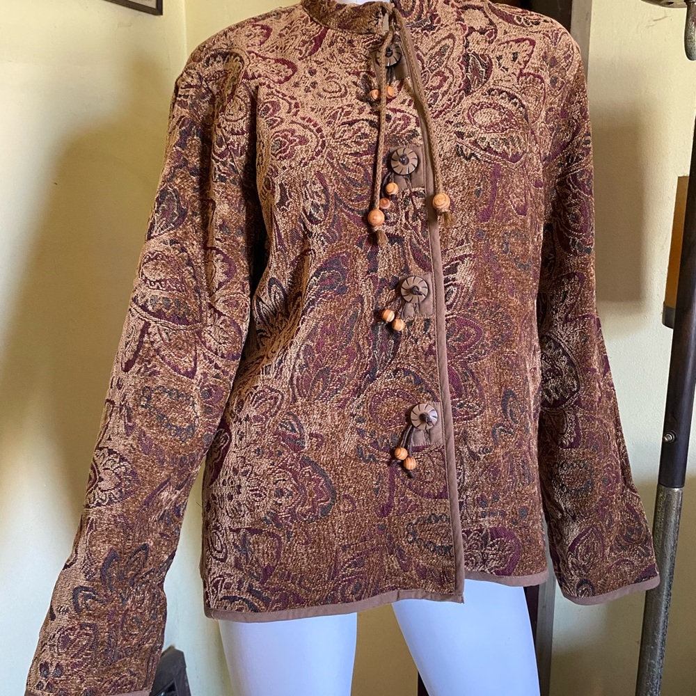 Ladies vintage inspired tapestry hippie carpet jacket coat hipster burnout boho